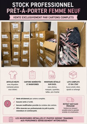 STOCK PROFESSIONNEL PRÊT-À-PORTER FEMME NEUF