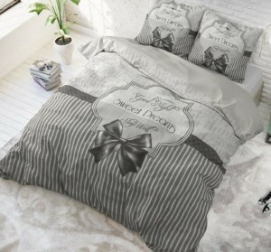 " Sweet Dreams" Anthracite Set 2/3 pcs Parure de Lit 100% Coton Housse de Couette+Taie...