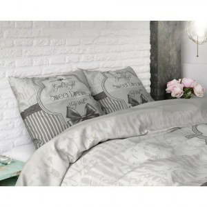 " Sweet Dreams" Anthracite Set 2/3 pcs Parure de Lit 100% Coton Housse de Couette+Taie...