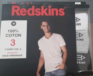 Lot 1500 Pièces T-Shirt REDSKINS® /3 DIVISIBLE