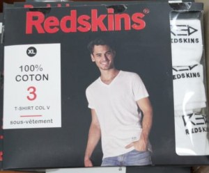 Lot 1500 Pièces T-Shirt REDSKINS® /3 DIVISIBLE