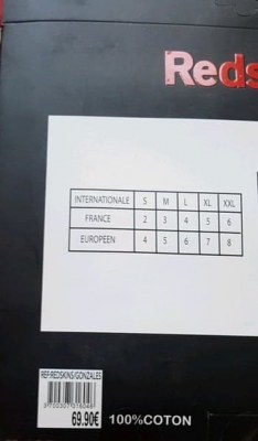 Lot 1500 Pièces T-Shirt REDSKINS® /3 DIVISIBLE