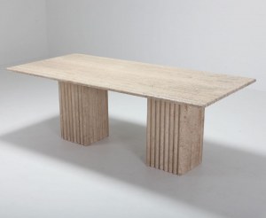 TABLE SALON SALLE A MANGER MARBE TRAVERTIN STELLA MEUBLES