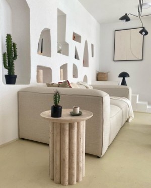 TABLE SALON SALLE A MANGER MARBE TRAVERTIN STELLA MEUBLES