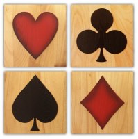 Set 4 Tableaux bois gravé déco USA Las Vegas Poker