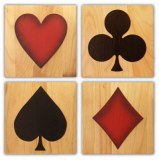 Set 4 Tableaux bois gravé déco USA Las Vegas Poker