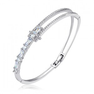 BRACELET BANGLE MISS SWAN RHODIUM ET CRISTAL SWAROVSKI