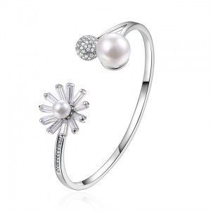 BRACELET BANGLE MISS SWAN RHODIUM ET CRISTAL SWAROVSKI