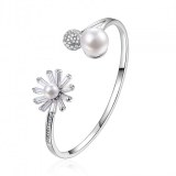 BRACELET BANGLE MISS SWAN RHODIUM ET CRISTAL SWAROVSKI