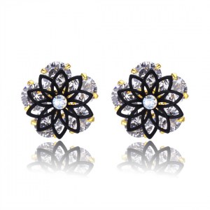 BOUCLES OREILLES MISS SWAN RHODIUM NOIR ET CRISTAL SWAROVSKI