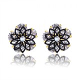 BOUCLES OREILLES MISS SWAN RHODIUM NOIR ET CRISTAL SWAROVSKI