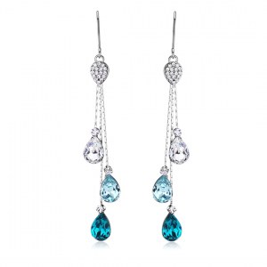 BOUCLES OREILLES RHODIUM MISS SWAN EN CRISTAL SWAROVSKI
