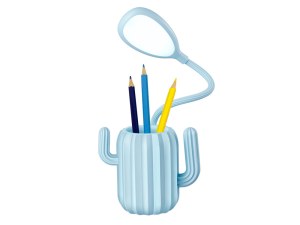 Pot à Crayons en Forme de Cactus - Lampe LED Flexible 360° - Éclairage 3 Intensités -...