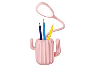 Pot à Crayons en Forme de Cactus - Lampe LED Flexible 360° - Éclairage 3 Intensités -...