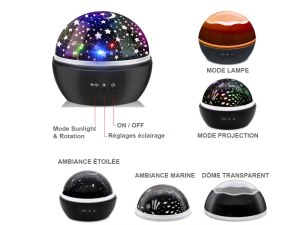 Veilleuse avec Projecteur d'Ambiance - Effets Lumineux Univers et Fonds Marins