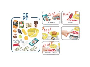 Caisse Enregistreuse Jouet de Marchande - 36 Accessoires, Douchette et Effets Sonores