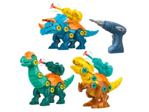 Set de 3 Dinosaures à Assembler avec Visseuse - Propulseur de Flèches et Cible Intégrée