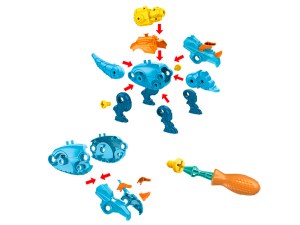 Set de 3 Dinosaures à Assembler avec Visseuse - Propulseur de Flèches et Cible Intégrée