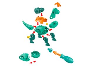 Set de 3 Dinosaures à Assembler avec Visseuse - Propulseur de Flèches et Cible Intégrée