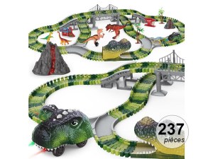 Circuit Électrique modulable - 237 Pièces, Voiture Dino, Personnages et Décorations, Ki...