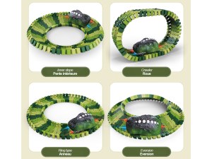 Circuit Électrique modulable - 237 Pièces, Voiture Dino, Personnages et Décorations, Ki...