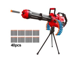 Pistolet à fléchettes en mousse - Rotation automatique et tir en rafale - 40 fléchettes...