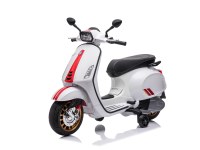 Vespa Électrique Enfant - 12V, Roulettes Stabilisatrices, Effets Sonores et Lumineux