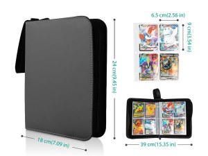 Album Portfolio pour Cartes - 400 Emplacements, Fermeture Éclair, Anneaux - Noir - Lot...