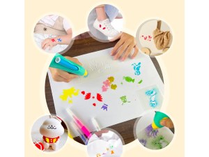 Stylo Pulvérisateur d’Encre Électrique - Avec 12 Feutres et 30 Pochoirs