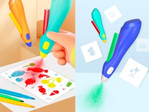 Stylo Pulvérisateur d’Encre Électrique - Avec 12 Feutres et 30 Pochoirs