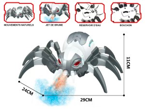 Araignée Télécommandée - Effets Sonores et Lumineux, Jet de Brume - 24 cm