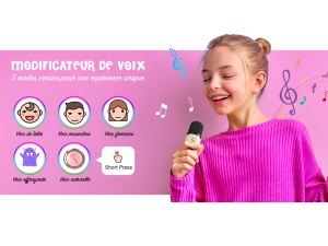 Mini Karaoké Bluetooth avec 2 Micros Sans Fil - Effets Lumineux