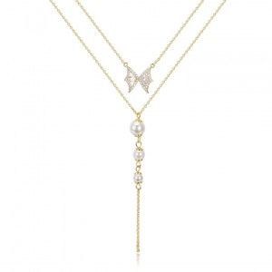 COLLIER MISS SWAN PERLE DE CULTURE, OR ET CRISTAL SWAROVSKI