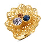 BAGUE MISS SWAN OR JAUNE ET CRISTAL SWAROVSKI