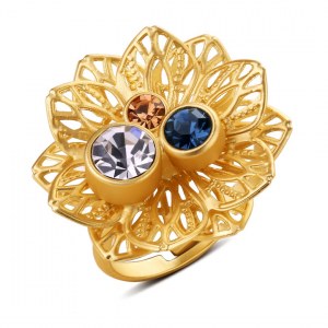 BAGUE MISS SWAN OR JAUNE ET CRISTAL SWAROVSKI