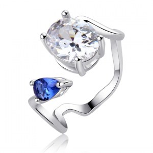 BAGUE MISS SWAN RHODIUM ET CRISTAL SWAROVSKI