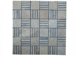 Travertin Beige - Silver Mosaïque Modèle Paris