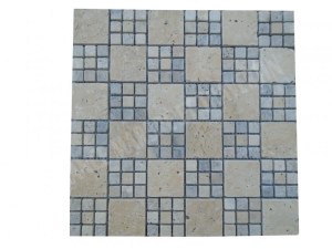 Travertin Beige - Silver Mosaïque Modèle Monaco