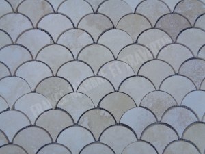 Travertin Beige Arabesque & Motif Mosaïque 31x25 cm