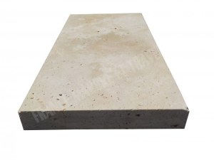 Travertin Beige Clair Margelle de Piscine 2 Bord Chanfreiné 30,5x61 cm