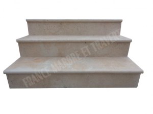 Travertin Beige Clair Marche Escalier 110 cm