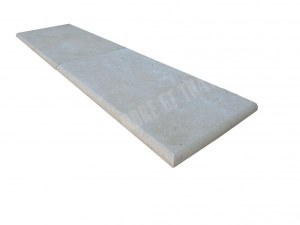 Travertin Beige Clair Marche Escalier d'angle Sortant Droit Arrondi 30,5x61 cm