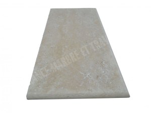 Travertin Beige Clair Marche Escalier d'angle Sortant Gauche Arrondi 30x61 cm