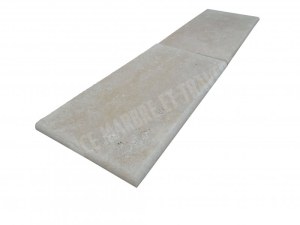 Travertin Beige Clair Marche Escalier d'angle Sortant Gauche Arrondi 30x61 cm