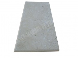 Travertin Beige Clair Marche Escalier d'angle Sortant Droit Arrondi 30,5x61 cm