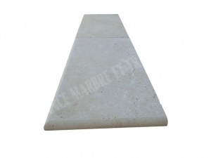 Travertin Beige Clair Marche Escalier d'angle Sortant Droit Arrondi 30,5x61 cm