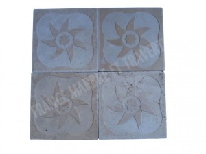 Travertin Beige Gravure Décor 30x30 cm