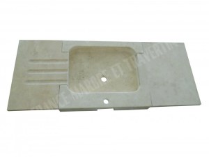 Travertin Classique Beige Evier Avec 2 Tablettes