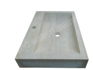Travertin Classique Beige Evier 70x45 cm Épaisseur : 10 cm Qualité : 1'er Choix Finitio...