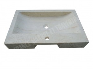 Travertin Classique Beige Evier 70x45 cm Épaisseur : 10 cm Qualité : 1'er Choix Finiti...